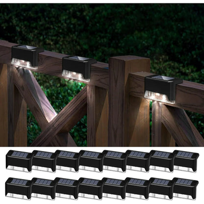 16 Pack Solar Deck Lights Outdoor, Solar Step Lights Waterproof LED Solar Lights for Outdoor Stairs Step Fence Yard Patio Pathway Christmas Decoration Lights(Black-Warm White)