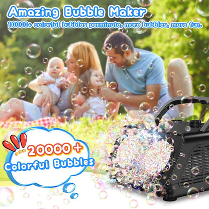 JoyStone Upgraded Bubble Machine, Automatic Bubble Machine for Kids 20000+ Bubbles Per Minute with 2 Fans, Bubble Maker for Outdoor Indoor Birthday Wedding Party, Black