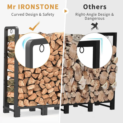 JOZ 4ft Firewood Rack Outdoor Indoor for Wood Storage, Upgraded Adjustable Firewood Rack, Heavy Duty Logs Stand Stacker Holder for Fireplace, Firewood Log Rack Stand Stacker for Porch Patio