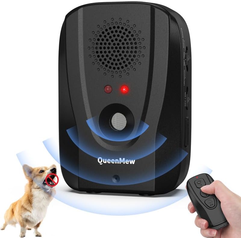 Dog Bark Deterrent Devices With Remote Control, Anti Barking Device Range Up To 33 Ft, Dog Barking Control Devices With Recording And 3 Adjustable Functions, Sonic Bark Deterrent Suitable For One Dog