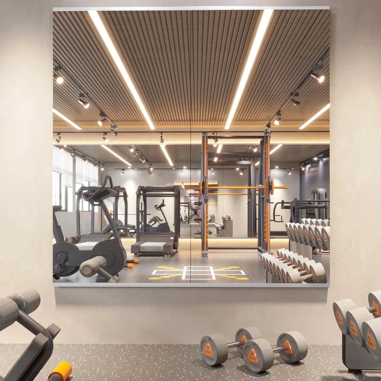 Home Gym Mirror, 56*16 Inch-2PCS, Tempered Glass Frameless Large Full Body Mirror Yoga Mirror