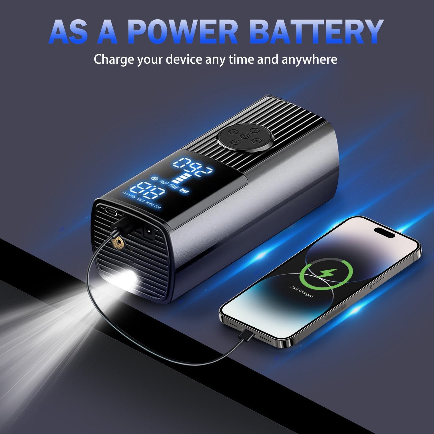 BAOKALER Portable Tire Inflator Air Compressor LCD Display, Air Pump for Car, Tire Inflator for Car