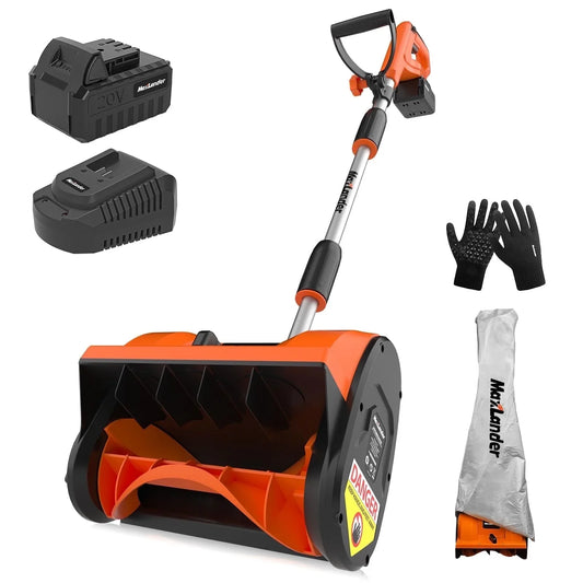MAXLANDER Cordless Snow Shovel, 20V 12-Inch Electric Battery Snow Blower with Adjustable Handle (4.0Ah Battery, Charger and Cover Included)