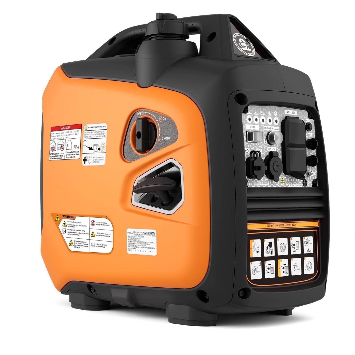 Efurden 2500-Watt Generator, Portable Inverter Generator Gas Powered, Parallel Capability, CO Shutdown, EPA Compliant, Low Noise for Home Use
