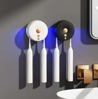 Sentryse Toothbrush Holder, Electric UV Toothbrush Cleaner, 2 Cups Tooth Brush Holder Wall Mounted Bathroom Decor, Black