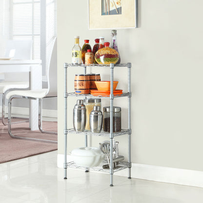 FCH 4 Tier Wire Shelving, Adjustable Storage Rack Unit for Garage Kitchen, Greenhouse Planting Shelving, 13.8”L x 9.8”W x 31.5”H