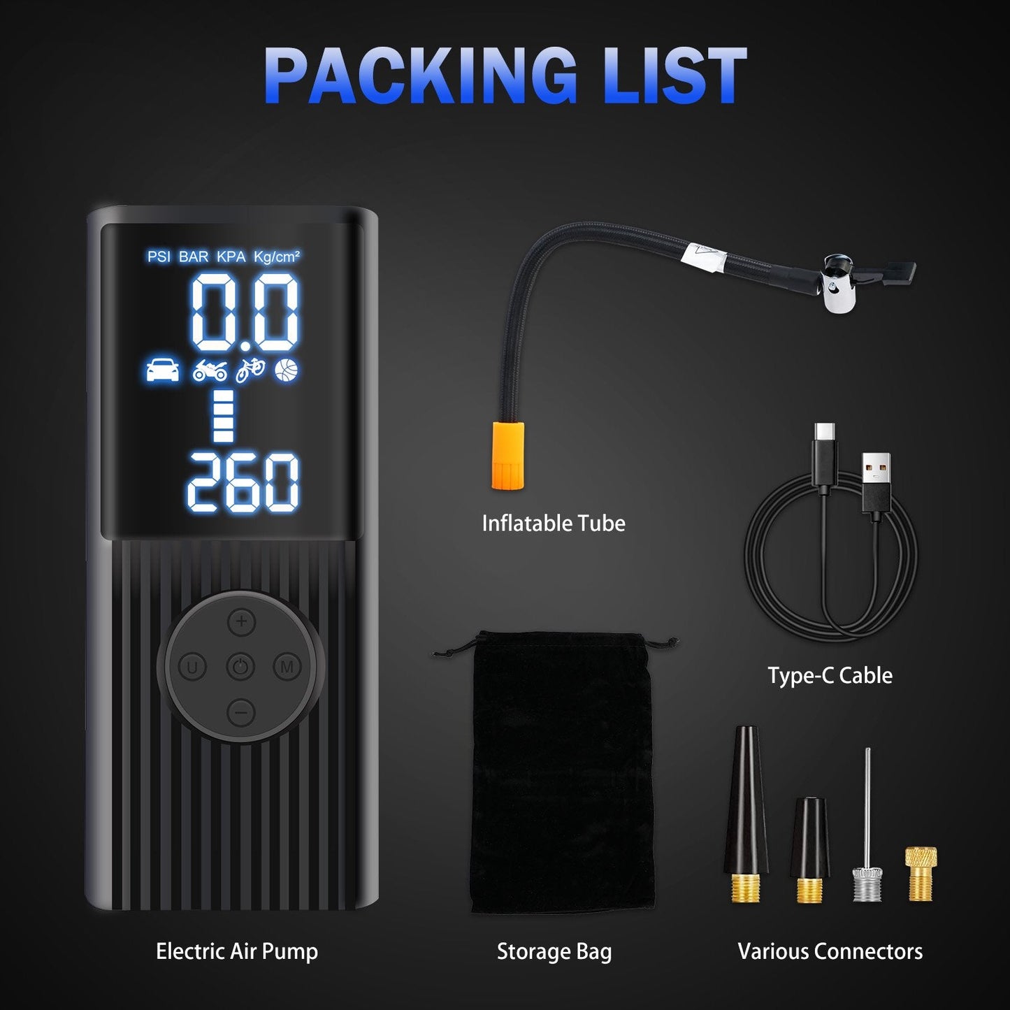 BAOKALER Portable Tire Inflator Air Compressor LCD Display, Air Pump for Car, Tire Inflator for Car