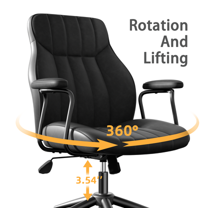 Ninecer Executive Office chair, Reclining Modern Leather Computer Chair with Lumbar Support, Swivel Desk Chair with Armrest for Home Office, Black