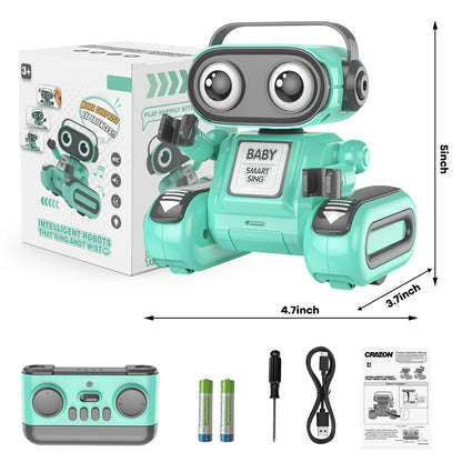 Robot Toys for Boys Girls，Remote Control Robot Toy，RC Robots for Kids with Colorful LED Eyes & Music，Rechargeable RC Robots for Kids, Smart Tank Robot Toy，Gift for Children Age 3 Years and Up - Green