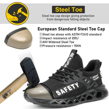 Furuian Steel Toe Shoes for Men Women Composite Work Shoes Comfortable Safety Shoe Lightweight Sneakers