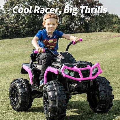 Hikiddo Kids ATV 4 Wheeler, 24V Kids Ride on Toy for Big Kid w/Bluetooth, 400W Motor - Pink