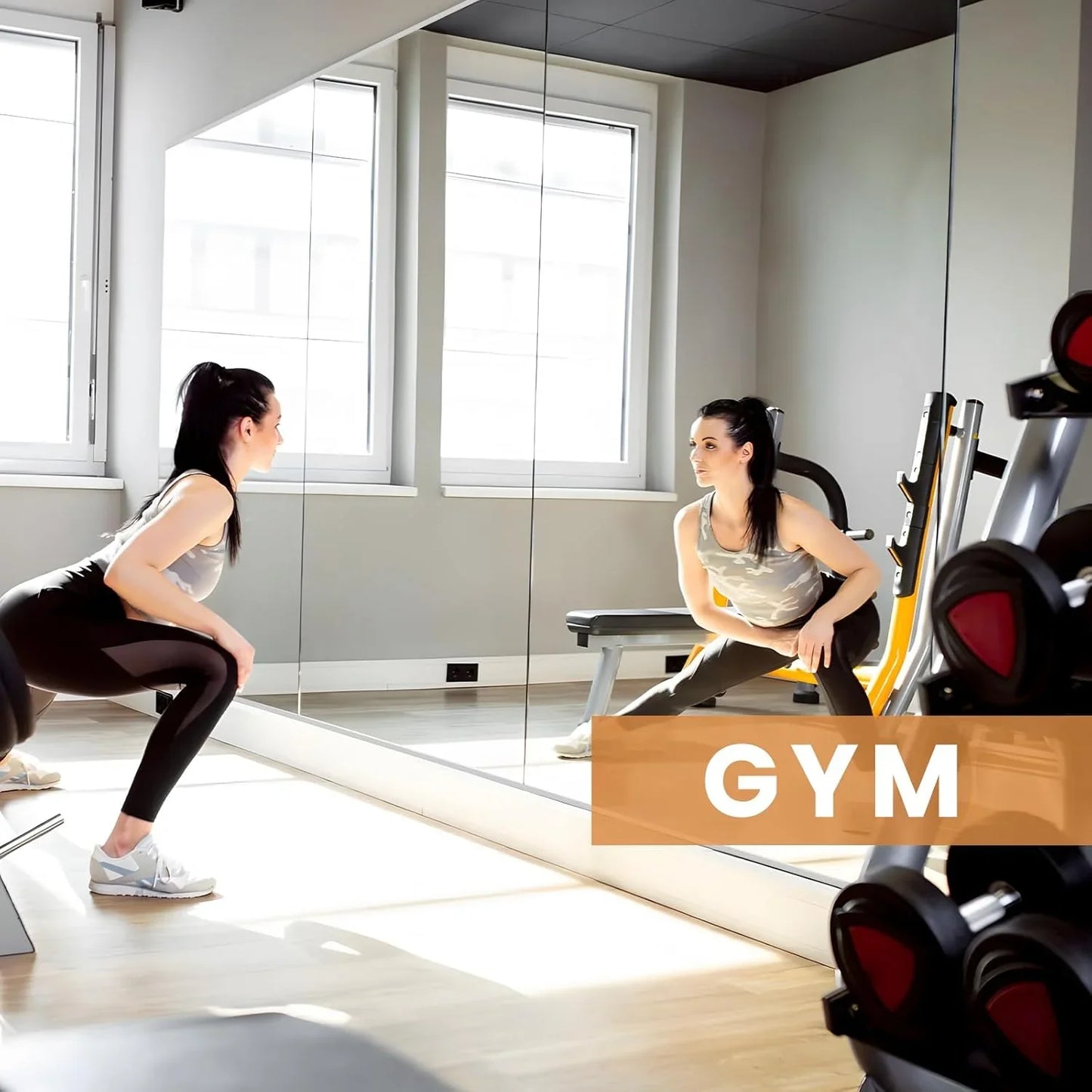 Home Gym Mirror, 56*16 Inch-2PCS, Tempered Glass Frameless Large Full Body Mirror Yoga Mirror
