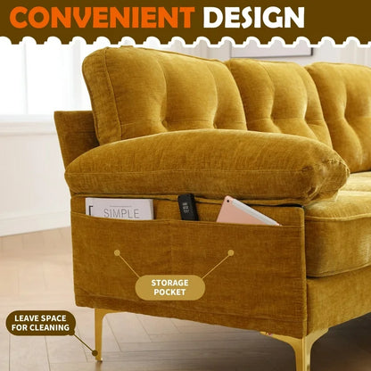 YOUDENOVA Convertible Sectional Sofa Couch, Convertible L Shaped Couch with Reversible Chaise, Sectional Couch for Small Space Apartment, 3 Seater