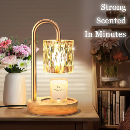 Candle Warmer Lamp with Timer and Adjustable Height, Vintage Home Bedroom Decor, Gifts for Mothers, and Housewarming Gifts, Electric Wax Melt Warmer Lamp with 2 Bulbs （Gold）