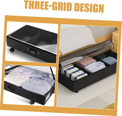 Large Capacity Under Bed Storage with Wheels, Under Bed Storage Containers-Under Bed Storage, Under Bed Storage Organizer for Clothes, Blankets, Shoes, Books, Toys