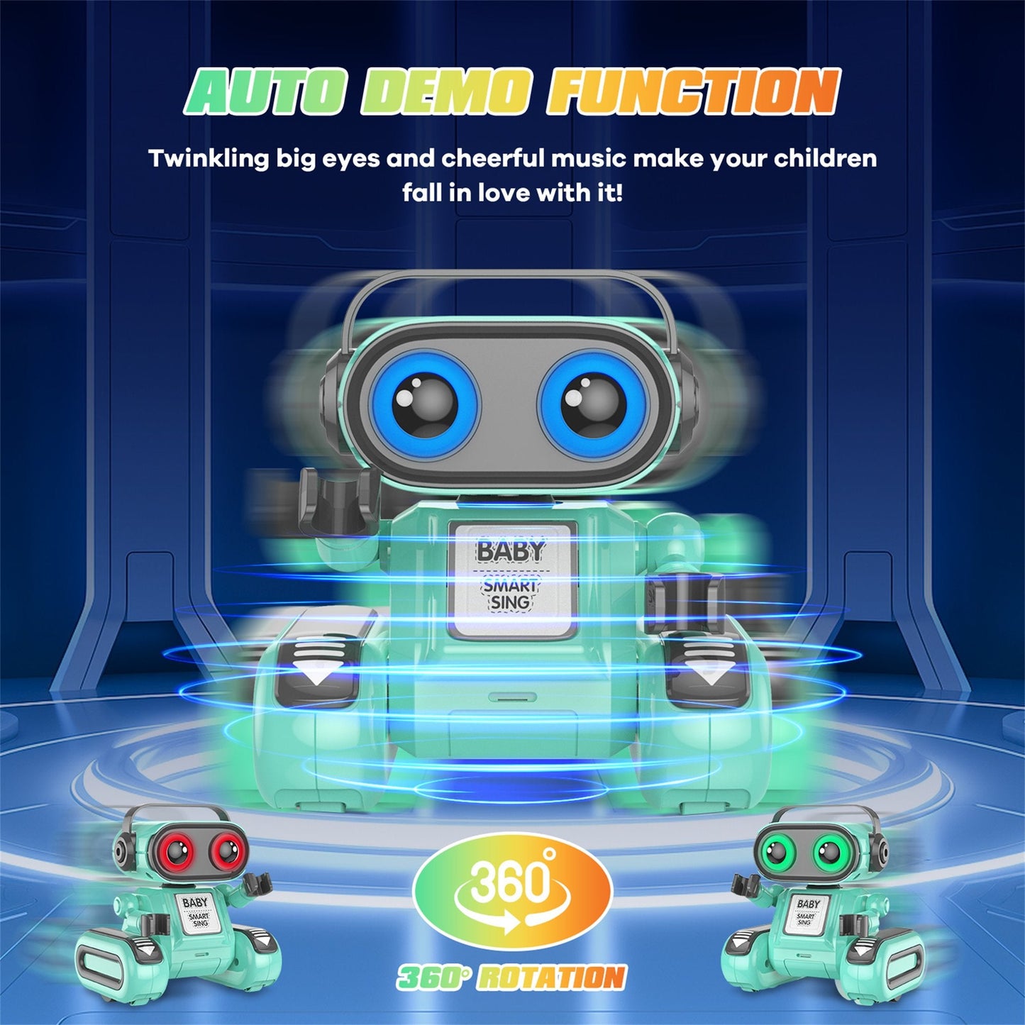 Robot Toys for Boys Girls，Remote Control Robot Toy，RC Robots for Kids with Colorful LED Eyes & Music，Rechargeable RC Robots for Kids, Smart Tank Robot Toy，Gift for Children Age 3 Years and Up - Green