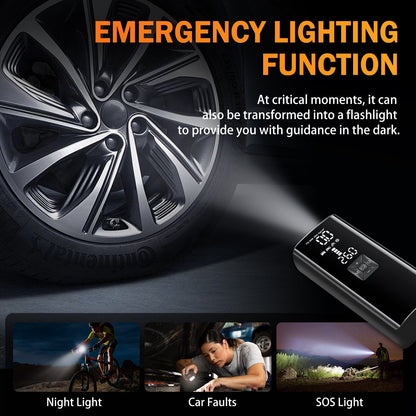 BAOKALER Tire Inflator with LED Light, 150PSI Portable Air Compressor for Car Tires with 6000mAh Battery