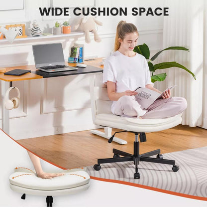 COMHOMA Armless Criss Cross Office Chair with Wheels, Adjustable Swivel Desk Chairs