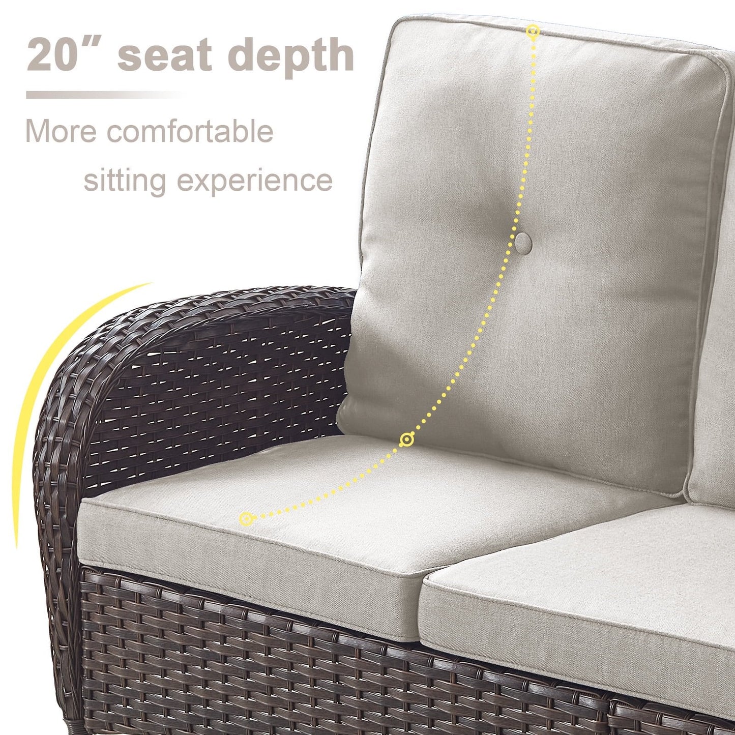 Poteban Outdoor Patio Conversation Sets All Weather Wicker Furniture Set with Coffee Table, Sofa, Swivel Rocking Chair and Ottoman for Pool, Backyard, Garden