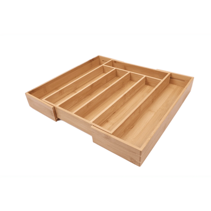 Natural Bamboo Kitchen Drawer Organizer for Silverware and Utensils, 15.35 x 12.99 x 3.54 inches
