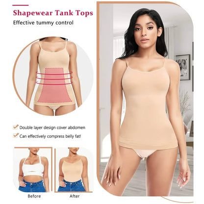 MANIFIQUE 2 Pack Compression Tank Cami  Tummy and Waist Control Body Shapewear Camisole for Women