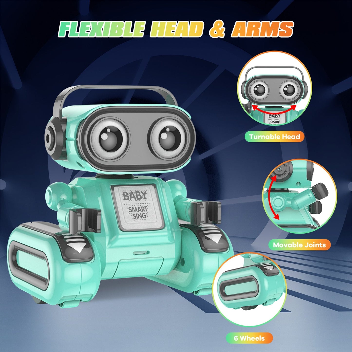 Robot Toys for Boys Girls，Remote Control Robot Toy，RC Robots for Kids with Colorful LED Eyes & Music，Rechargeable RC Robots for Kids, Smart Tank Robot Toy，Gift for Children Age 3 Years and Up - Green