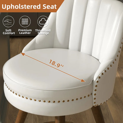 Ninecer 24" Swivel Counter Height Chairs, Modern PU Leather Bar Stools with Thick Cushion and Footrest, White (Set of 2)