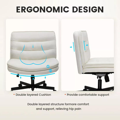 COMHOMA Armless Criss Cross Office Chair with Wheels, Adjustable Swivel Desk Chairs