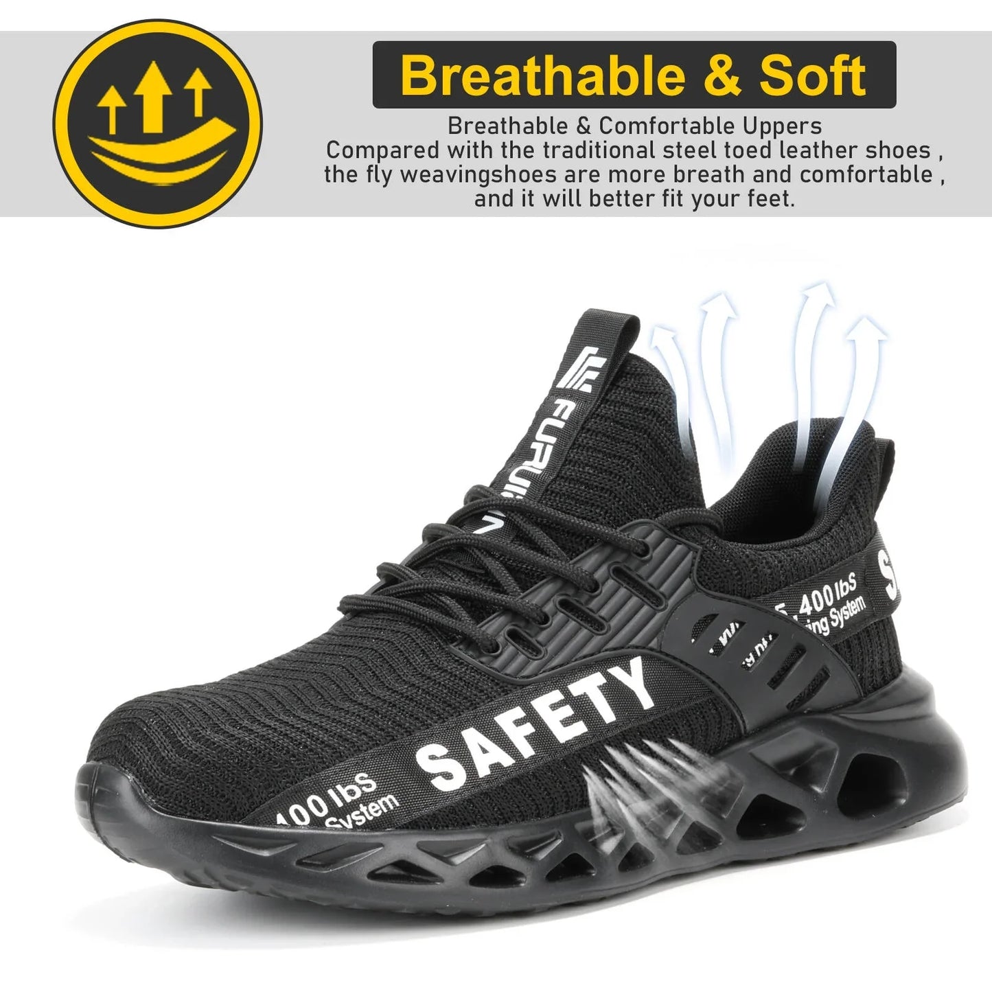 Furuian Steel Toe Shoes for Men Women Composite Work Shoes Comfortable Safety Shoe Lightweight Sneakers