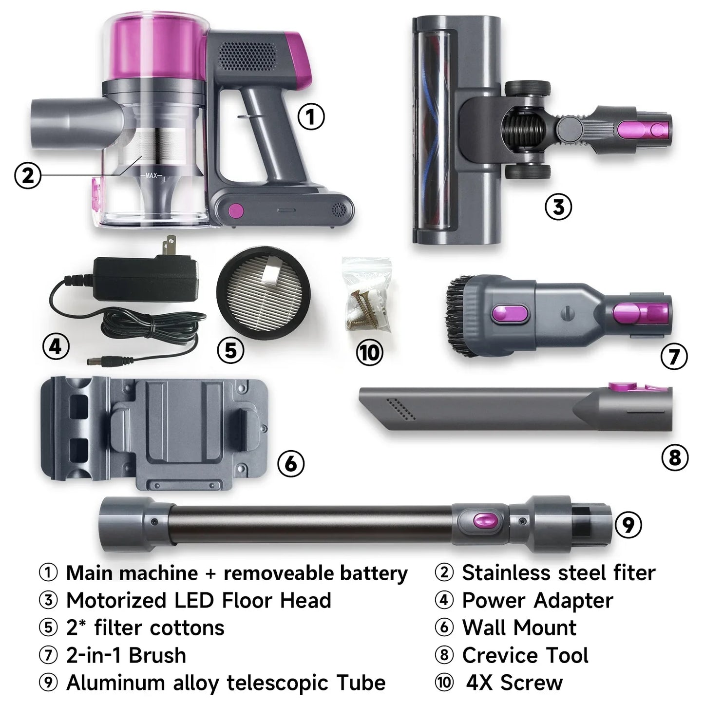 Mixfun Cordless Stick Vacuum Cleaner Lightweight for Pet Hair Led Display Screen M600 New