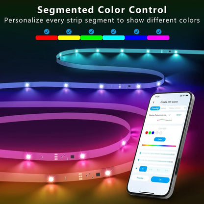 DAYBETTER 16.4ft LED Strip Lights for Bedroom,Smart RGBIC Home Decor,Segmented Color Changing on App