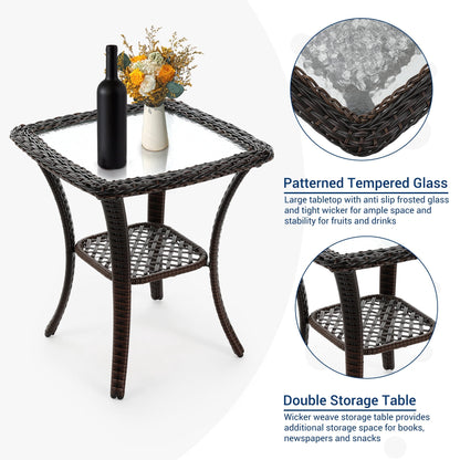 Poteban Outdoor Swivel Rocker Chairs, 3 Piece Patio Rocking Chairs with Padded Cushions Patio Bistro Furniture Set with Side Table for Porch Balcony Backyard