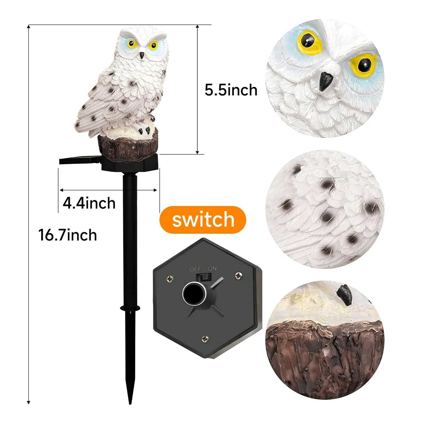 DAYBETTER Outdoor Solar Lights for The Garden Decor,Solar Powered Resin Owl LED Lights with Stake,Garden Yard Lawn Pathway Landscape Ornaments Patio Decorations Outside