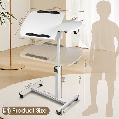 FANCYBANT Adjustable Laptop Notebook Desk Table Stand Holder Swivel Home Office Wheels New