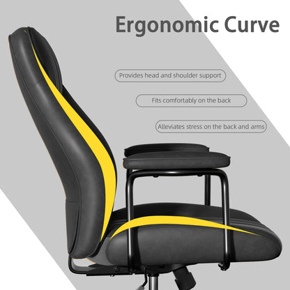 Ninecer Executive Office chair, Reclining Modern Leather Computer Chair with Lumbar Support, Swivel Desk Chair with Armrest for Home Office, Black