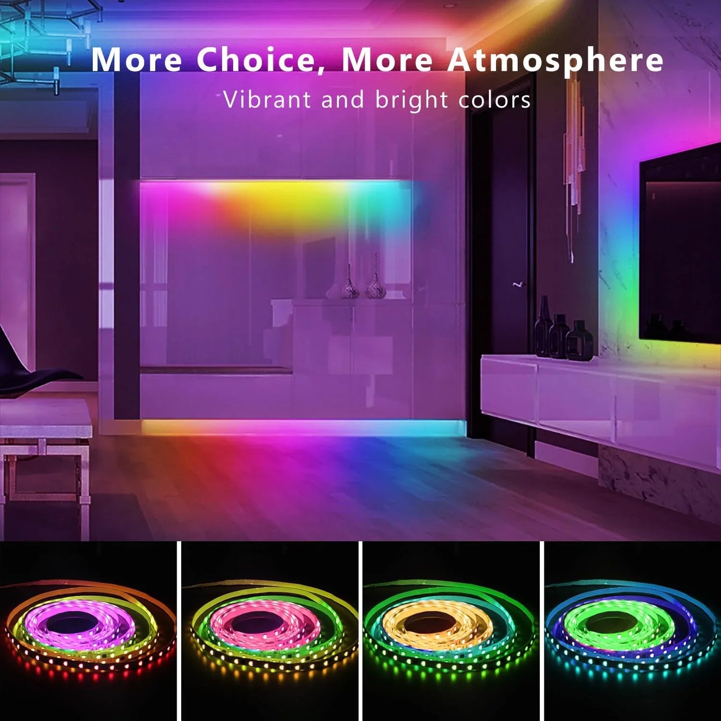 DAYBETTER 16.4ft LED Strip Lights for Bedroom,Smart RGBIC Home Decor,Segmented Color Changing on App