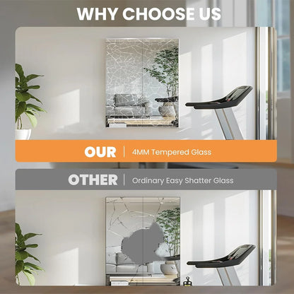 Home Gym Mirror, 56*16 Inch-2PCS, Tempered Glass Frameless Large Full Body Mirror Yoga Mirror