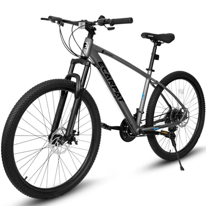 27.5 inch Mountain Bike for Men, Aluminum Mountain Bike with Shimano 21 Speed, Disc Brake, Gray