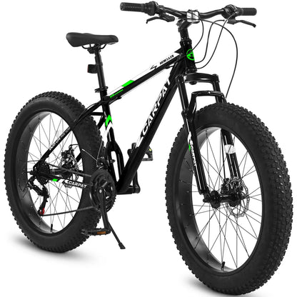26 inch Mountain Bike for Men, Adult Fat Tire Bike with Disc Brakes 21 Speed, Black