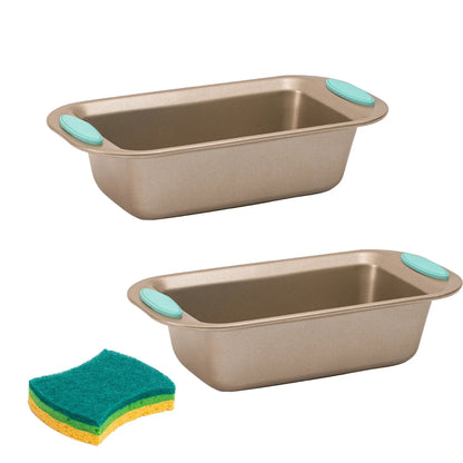 HELONG 2 Pack Nonstick Bread Pan Set, 12.6 x 6.5 inch Heavy Duty Loaf Pans with Wide Grips, Bread Baking Pan Perfect for 1Lb Homemade Bread Gold