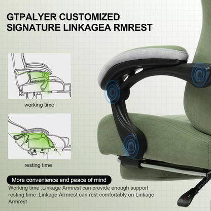 GTPLAYER Gaming Chair, Computer Office Chair with Pocket Spring Cushion, Linkage Armrests and Footrest