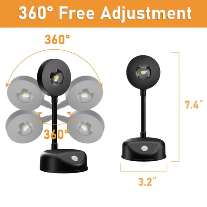 DAYBETTER LED Motion Sensor Picture Lights Battery Operated, 360 Degree Rotatable, 3 Color Temperature, for Bedroom, Painting (1Pack-Black)
