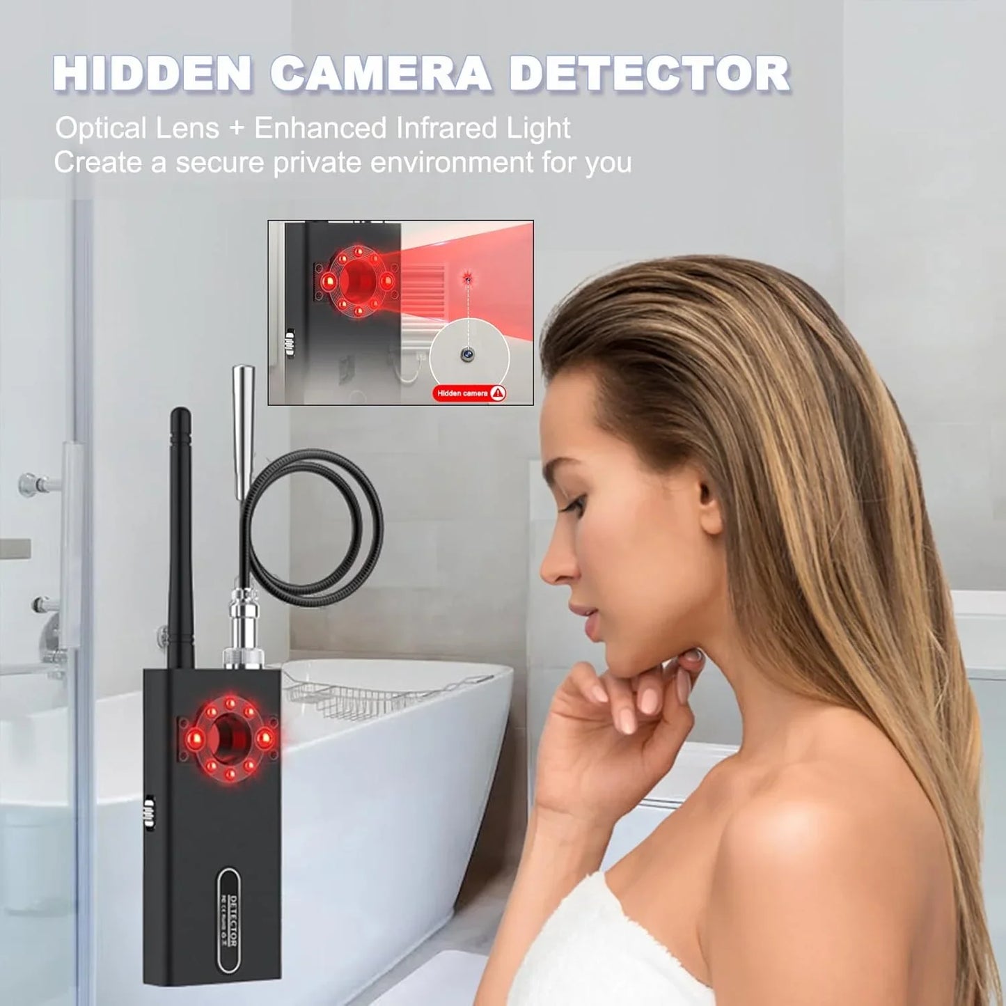 Hidden Camera Detector, G66 Pro Bug Detector with LED Display, GPS Detector Bug Sweeper Listening Device Detector, Infrared Hidden Camera Finder for Hotels, Travels, Cars, Offices