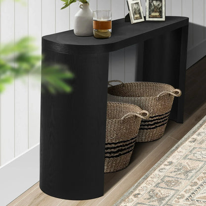 60 Thick Top Entryway Table, Curved Legs, Support The Installation of Inward Facing or Outward Facing for Sofas, Entryway