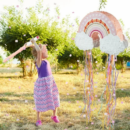 JUGAAD LIFE Rainbow Pinata Party Supplies Pinata Bundle with Blindfold, Bat and Colorful Confetti for Girls Boys Kids Birthday Party Toys Game Decorations