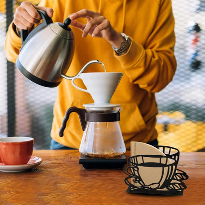 Stylish Coffee Filter Holder, Cute Napkin Holder for Table, Coffee Paper Storage for Fan-shaped, T-shaped, Square-shaped Over Paper Filters, Metal Coffee Filter Storage, for Kitchen Office Restaurant