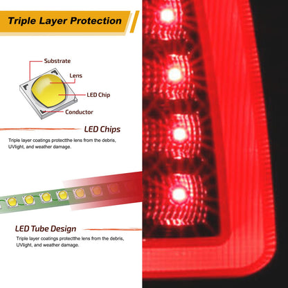 LED Tail Light Assembly Compatible with 2003-2006 Chevy Silverado 1500/2500/3500 and 1999-2002 GMC Sierra 1500/2500/3500 Black Housing and Smoke Lens (Fit Fleetside Models Only)