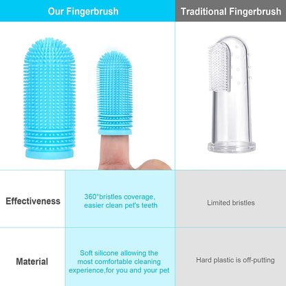 4 Pack Dog Toothbrush for Dog Teeth Cleaning, Dog Finger Toothbrush, Full Surround Bristles, 360 Dog Fingerbrush Toothbrush, Dog Tooth Brushing Kit, Cat Toothbrush, Dental Care for Puppies, Cats