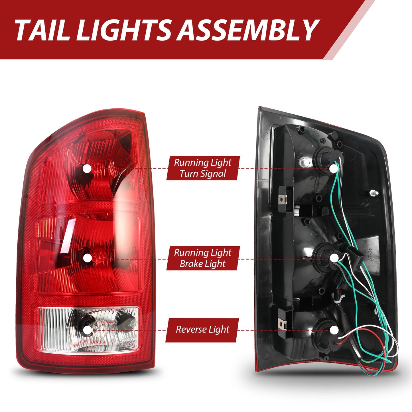 Tail Lights For 2002-2006 Dodge Ram 1500 2003-06 Dodge Ram 2500 3500 Pickup Pair