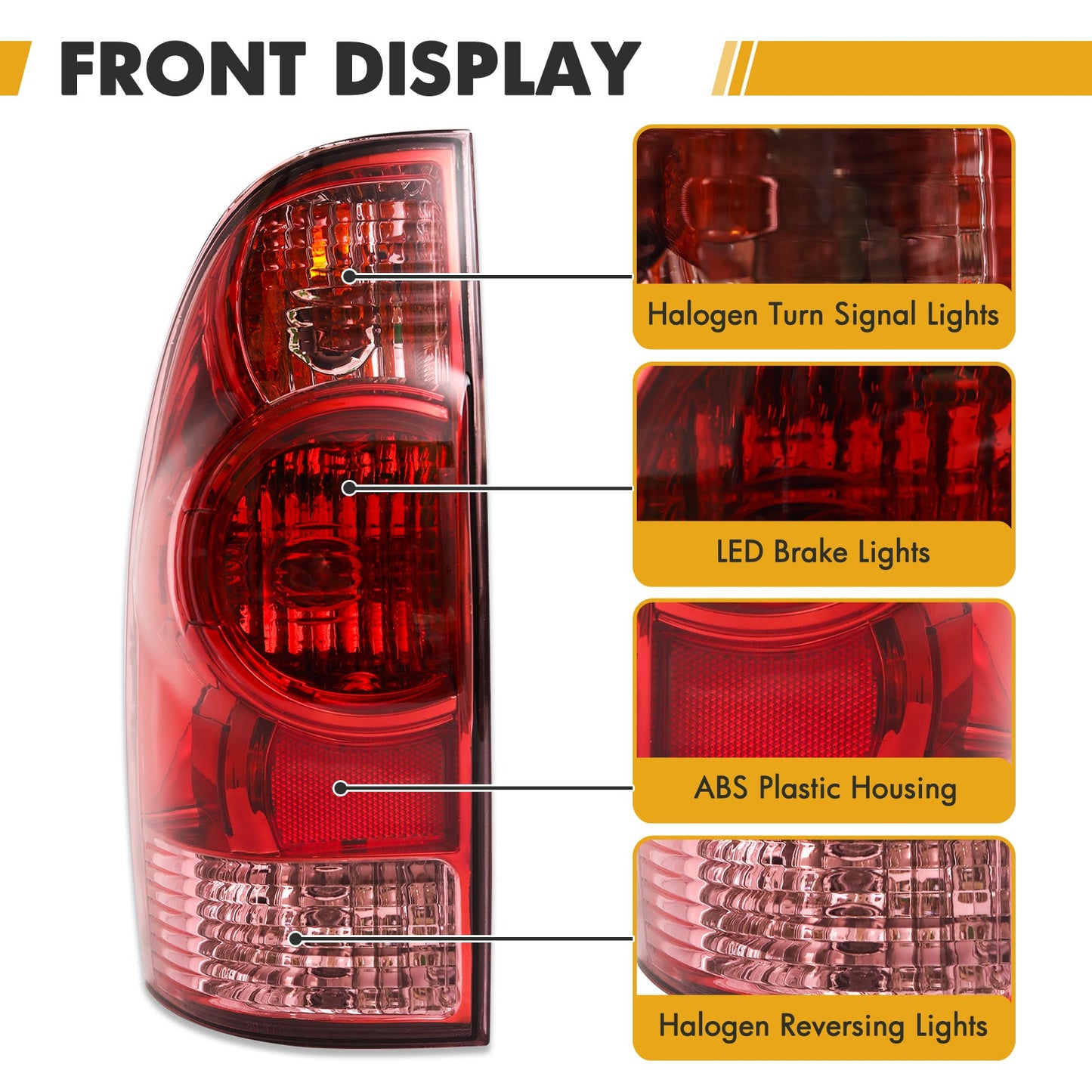 Halogen Tail lights For 2005-2015 Toyota Tacoma Rear Brake Lamps Left+Right Side